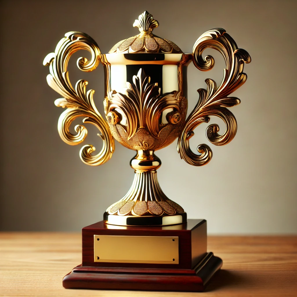 a trophy that says 'collector'